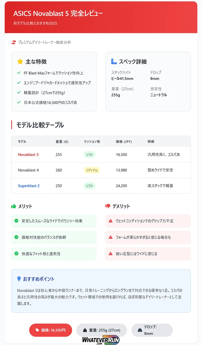 ASICS Novablast 5_table