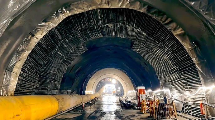 発泡コンクリートを4万本のPE管に充填し、70センチメートルの減震層を形成